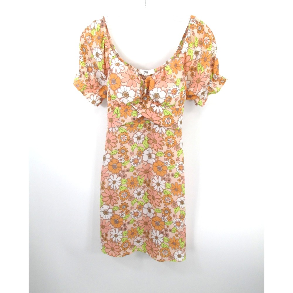 MADDEN NYC Midi Baby Doll Dress Women Medium Multicolor Floral Cottage Core Boho